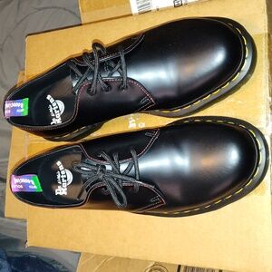 Dr. Martens Black Oxford Shoes with Polished Leather and Durable Sole